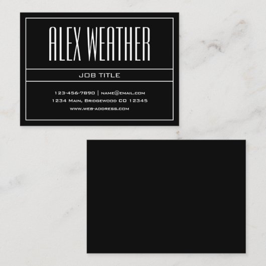 Classy Modern Professional White en Black Visitekaartje (Voorkant / Achterkant)