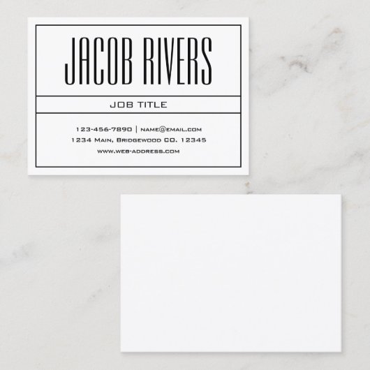 Classy Modern Professioneel Zwart & Wit Visitekaartje (Voorkant / Achterkant)