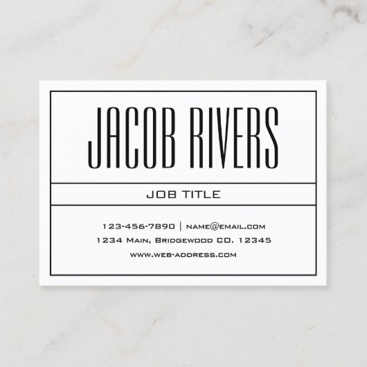 Classy Modern Professioneel Zwart & Wit Visitekaartje (Voorkant)