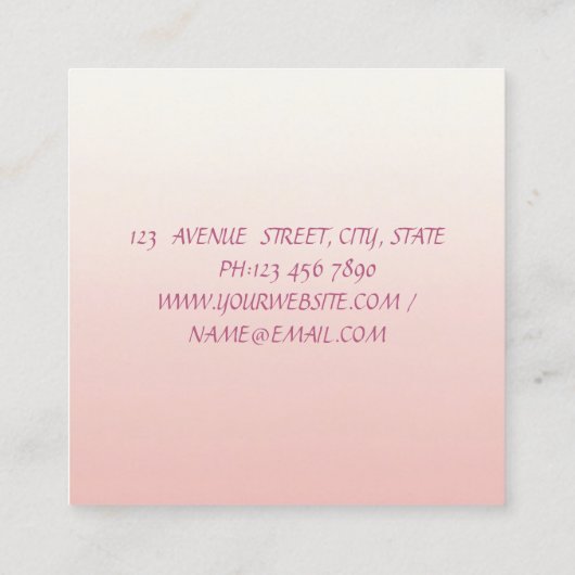 Classy Modern Romantic Waterverf Floral Vierkante Visitekaartje (Achterkant)