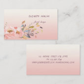 Classy Modern Romantic Waterverf Floral Visitekaartje (Voorkant / Achterkant)