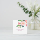 Classy Modern Romantic Waterverf Floral, White Vierkante Visitekaartje (Staand voorkant)