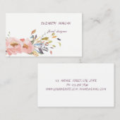 Classy Modern Romantic Waterverf Floral, White Visitekaartje (Voorkant / Achterkant)