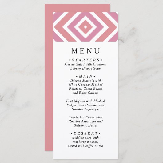 Classy Modern roze patroon. Stijlvol fancy menu (Voorkant / Achterkant)