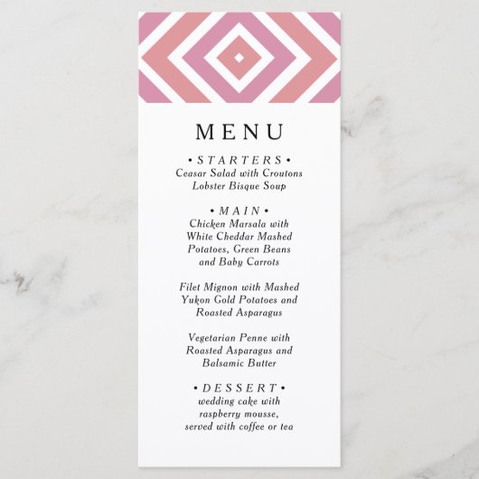 Classy Modern roze patroon. Stijlvol fancy menu (Voorkant)