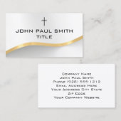Classy Modern Silver Gold Christelijk Cross Visitekaartje (Voorkant / Achterkant)