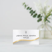 Classy Modern Silver Gold Christelijk Cross Visitekaartje (Staand voorkant)
