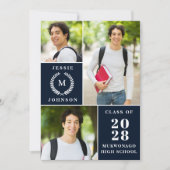 Classy Modern Simple 3 PHOTO Graduation Party Kaart (Voorkant)