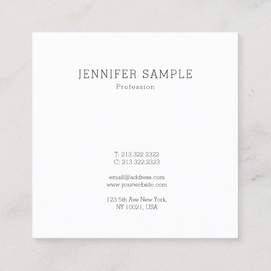 Classy Modern Simple Design Sjabloon, geavanceerd Vierkante Visitekaartje (Achterkant)