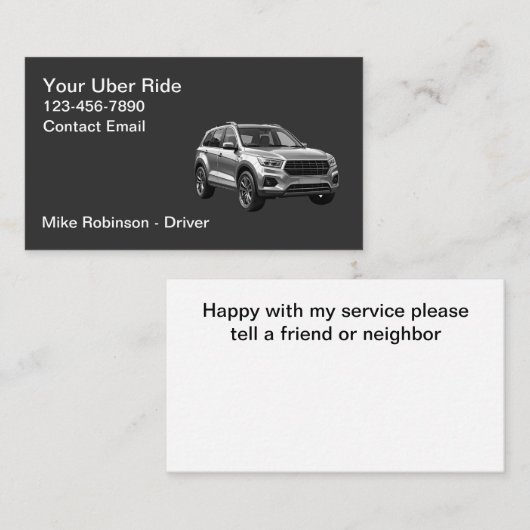 Classy Modern Simple Uber Driver Taxi Visitekaartje (Voorkant / Achterkant)