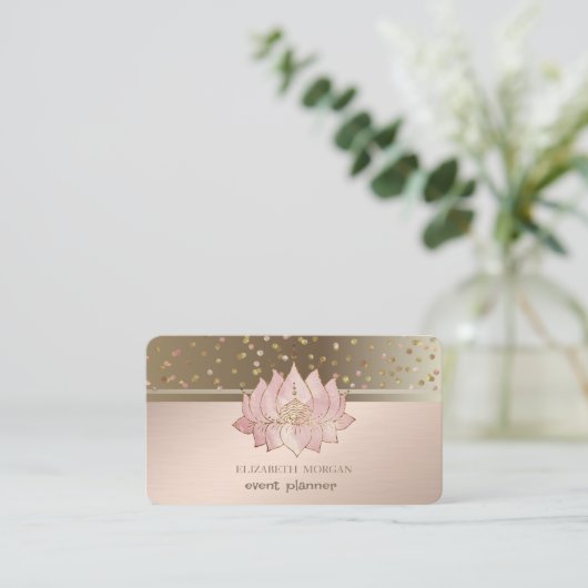 Classy Modern Stippen Confetti Lotus Visitekaartje (Staand voorkant)
