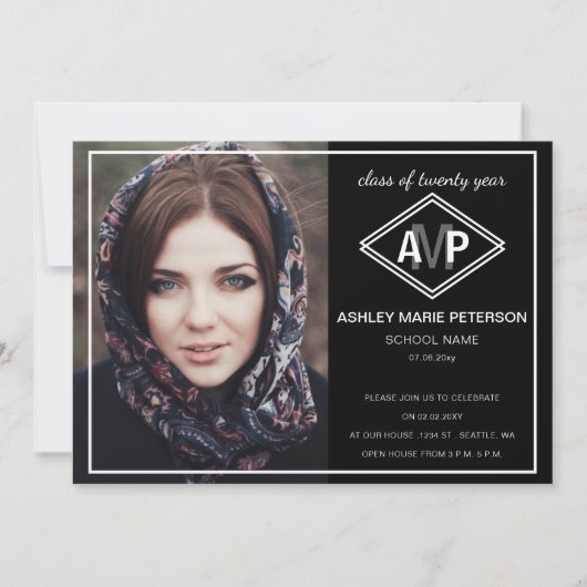 Classy Modern Stylish Elegant Photo Afstuderen Kaart (Voorkant)