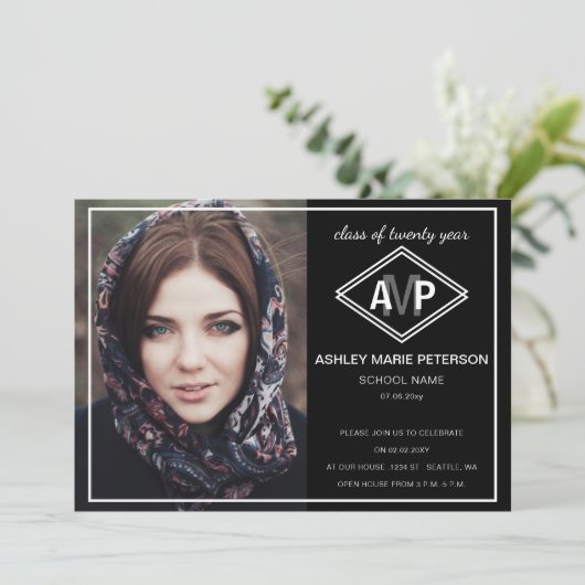 Classy Modern Stylish Elegant Photo Afstuderen Kaart (Staand voorkant)