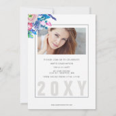 Classy Modern Stylish Floral Photo Afstuderen Kaart (Achterkant)