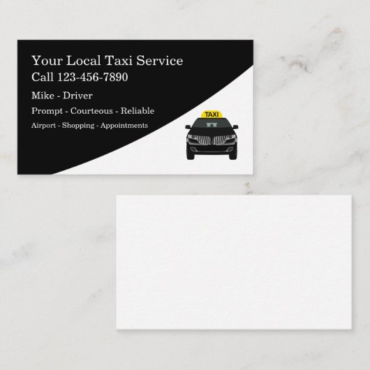 Classy Modern Taxi Driver Visitekaartje (Voorkant / Achterkant)