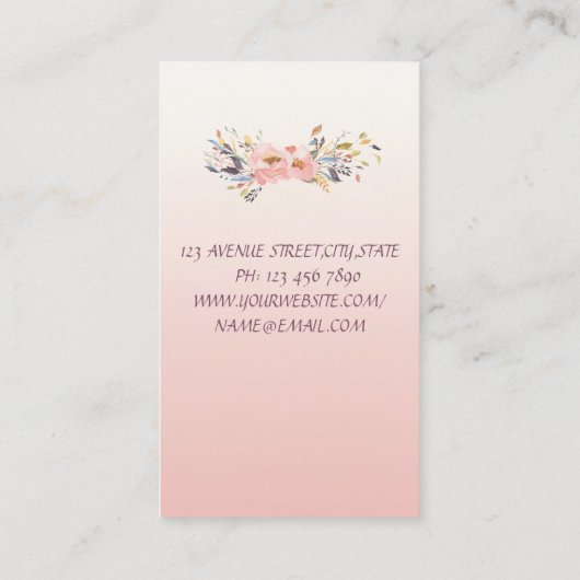 Classy Modern Waterverf Floral Visitekaartje (Achterkant)