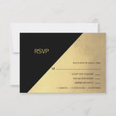 Classy Modern Zwart & Gouden folie RSVP Menu Bruil (Voorkant)