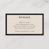 Classy Modern Zwart Ivoor Elegant Stylist Services Visitekaartje (Achterkant)