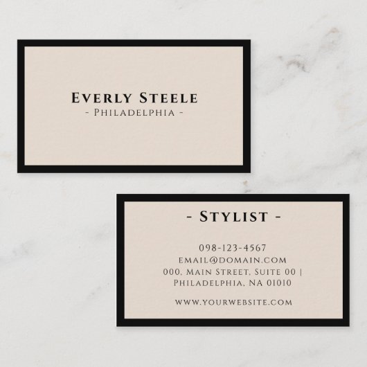 Classy Modern Zwart Ivoor Elegant Stylist Services Visitekaartje (Voorkant / Achterkant)