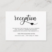 Classy Modern Zwart Wit Hart Bruiloft RECEPTIE Informatiekaartje (Voorkant)