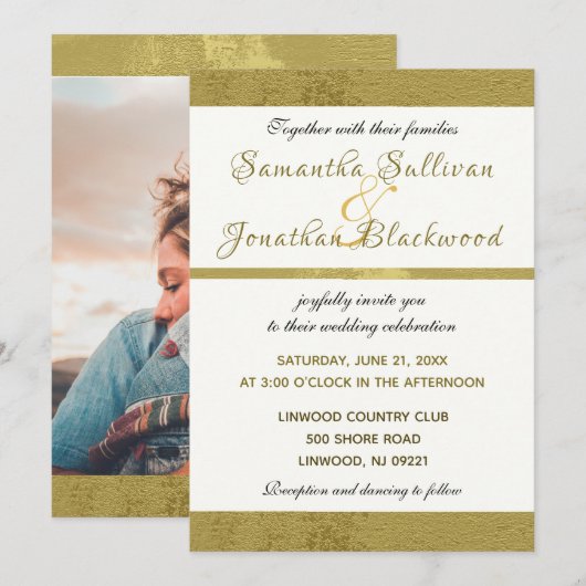 Classy Moderne Kalligrafie Fotohuwelijksuitnodigin Kaart (Voorkant / Achterkant)