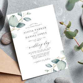 Classy moderne minimale eucalyptus groen bruiloft kaart