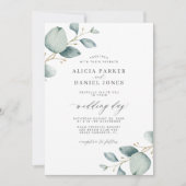 Classy moderne minimale eucalyptus groen bruiloft kaart (Voorkant)