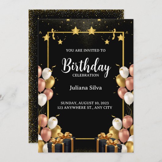 Classy Moments Uitnodiging voor verjaardagsviering (Voorkant / Achterkant)