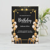Classy Moments Uitnodiging voor verjaardagsviering (Staand voorkant)