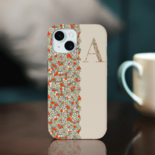 Classy MONOGRAM A BEIGE FLORAL Hoesje-Mate iPhone 15 Case