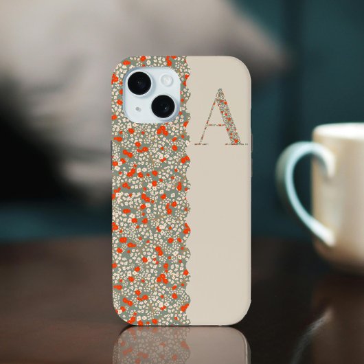 Classy  MONOGRAM A BEIGE FLORAL Hoesje-Mate Case-Mate iPhone Case