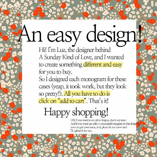 Classy  MONOGRAM A BEIGE FLORAL Hoesje-Mate Case-Mate iPhone Case