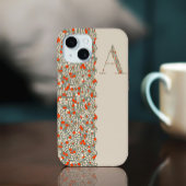 Classy MONOGRAM A BEIGE FLORAL Hoesje-Mate iPhone 15 Case