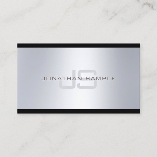 Classy Monogram Artistic Silver Watch Plain Luxury Visitekaartje (Voorkant)