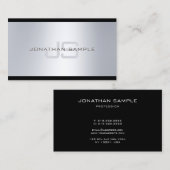 Classy Monogram Artistic Silver Watch Plain Luxury Visitekaartje (Voorkant / Achterkant)