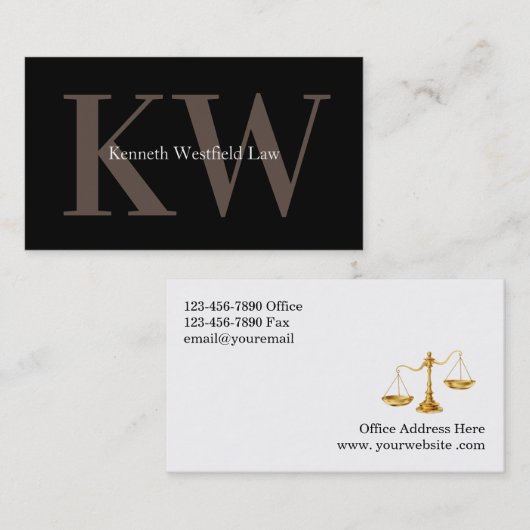 Classy Monogram Attorney Double Side Visitekaartje (Voorkant / Achterkant)