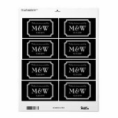 Classy monogram bruiloft wijn of waterfles label (Full Sheet)