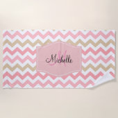 Classy Monogram Chevron Stripes Pattern Strandlaken (Voorkant)