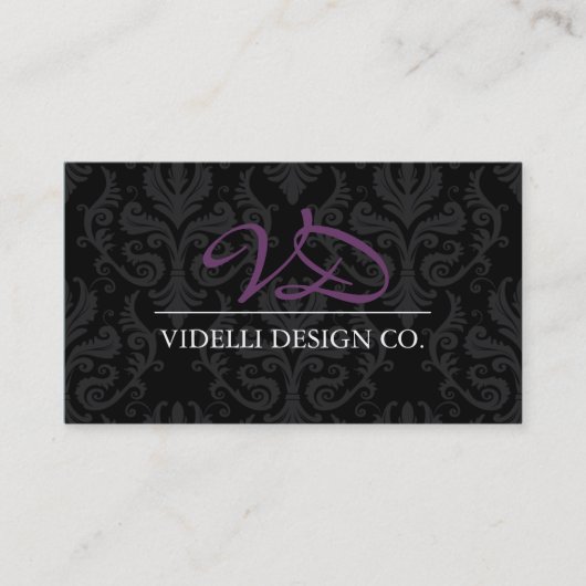 Classy Monogram Damask Visitekaartje (Voorkant)