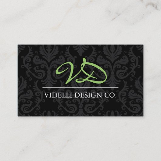 Classy Monogram Damask Visitekaartje (Voorkant)