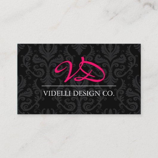 Classy Monogram Damask Visitekaartje (Voorkant)