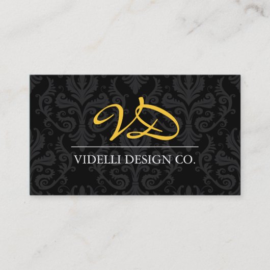Classy Monogram Damask Visitekaartje (Voorkant)
