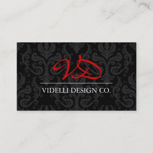 Classy Monogram Damask Visitekaartje (Voorkant)