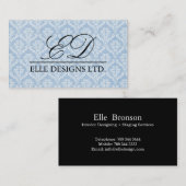 Classy Monogram Damask Visitekaartje (Voorkant / Achterkant)
