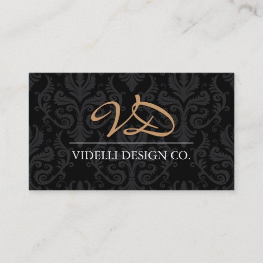 Classy Monogram Damask Visitekaartje (Voorkant)