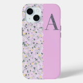 Classy  MONOGRAM EEN LILA BLOEMEN Case-Mate iPhone Case (Achterkant)