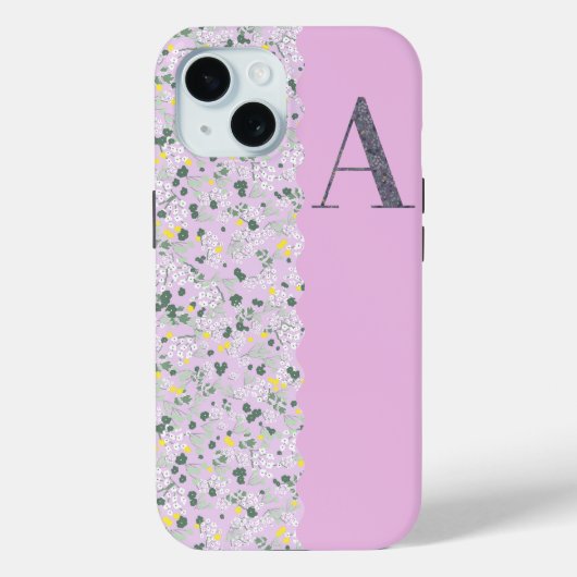 Classy  MONOGRAM EEN LILA BLOEMEN Case-Mate iPhone Case (Achterkant)