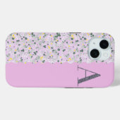 Classy  MONOGRAM EEN LILA BLOEMEN Case-Mate iPhone Case (Achterkant (horizontaal))