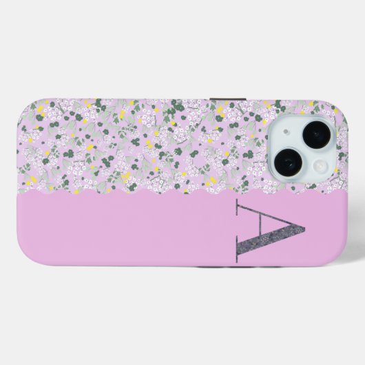 Classy MONOGRAM EEN LILA BLOEMEN Case-Mate iPhone Case (Achterkant (horizontaal))