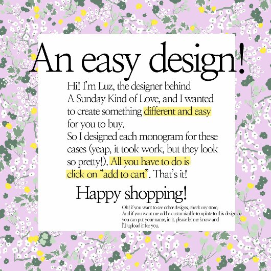 Classy  MONOGRAM EEN LILA BLOEMEN Case-Mate iPhone Case